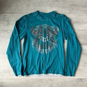 For Him London Teal Graphic with Grey Layer Long Sleeve Shirt